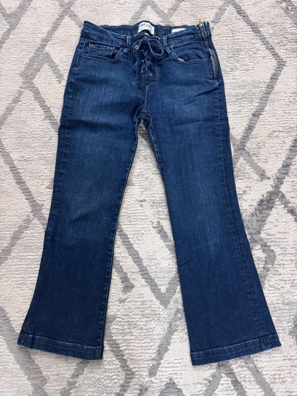 Frame Denim Dark Blue Lace-Up Flare Jeans